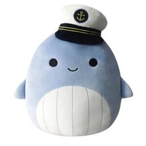 8-Inch Squishmallows Samir Blue Whale with Sailor Hat Little Ultrasoft A44